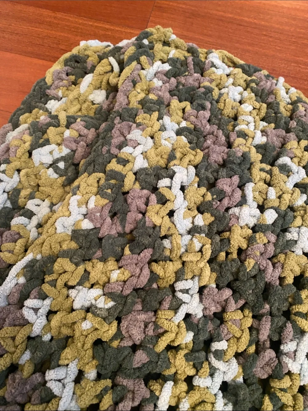 Handmade Multicolor Soft Crochet Throw Beautiful Color Olive, Cream Green 41x57